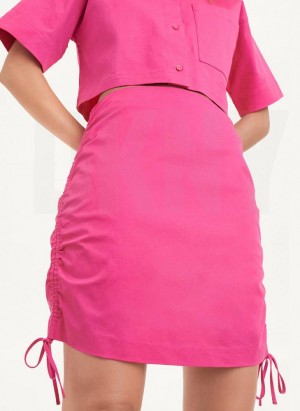 Fuchsia DKNY Ruched Mini Women's Skirts | USA-D1626