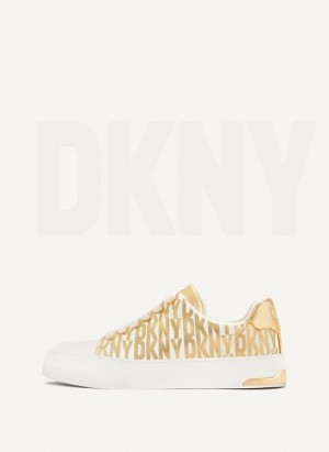 Gold DKNY York Lace Up Shoes Sneakers | USA-D1842