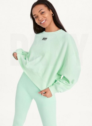 Green DKNY Balance Oversized Crewneck Pullover Women's Sweatshirts | USA-D1546