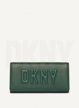 Green DKNY Continental Raised Logo Bags Wallets | USA-D1712