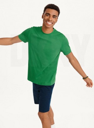 Green DKNY Cotton Poly Pique Men's T Shirts | USA-D1194