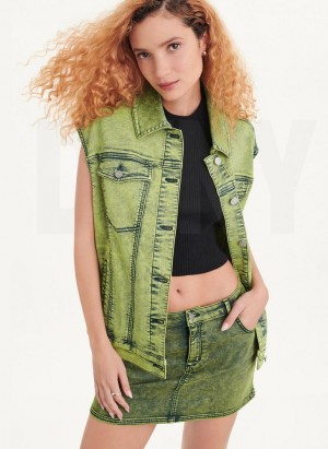 Green DKNY Oversized Denim Vest Women's Jackets | USA-D1870