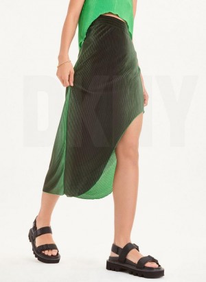 Green DKNY Pleated Women's Skirts | USA-D1533