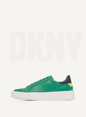 Green DKNY Stacked Court Men's Sneakers | USA-D1258
