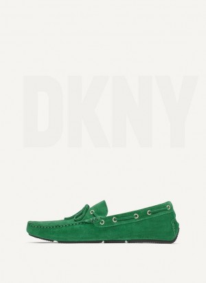 Green DKNY Suede Driver Moccasin Men's Sneakers | USA-D0589