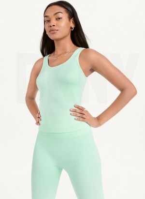 Green DKNY Twill Seamless Scoop Neck Women's Tank Tops | USA-D1091