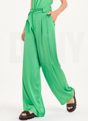 Green DKNY Wide Leg Women's Pants | USA-D1876