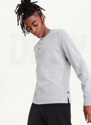 Grey DKNY Baselayer Henley Men's Sweatshirts | USA-D1607