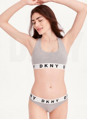 Grey DKNY Cozy Boyfriend Racerback Women's Bras | USA-D0250