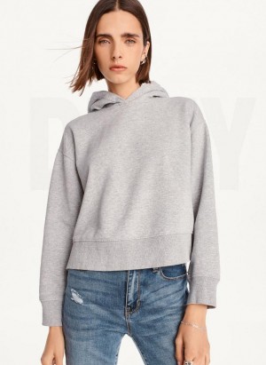 Grey DKNY Cropped Boyfriend Women's Hoodies | USA-D1026