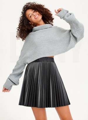 Grey DKNY Cropped Turtleneck Women's Sweaters | USA-D0782