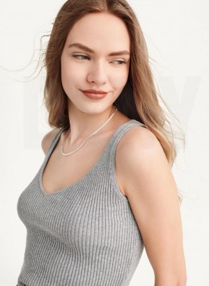 Grey DKNY Cropped Women's Tank Tops | USA-D0318