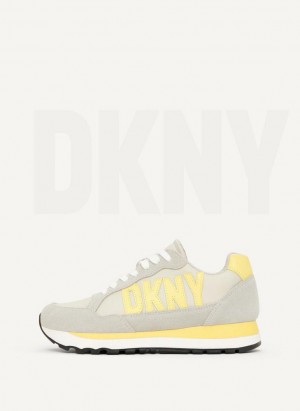 Grey DKNY Exploded Logo Retro Shoes Sneakers | USA-D0621