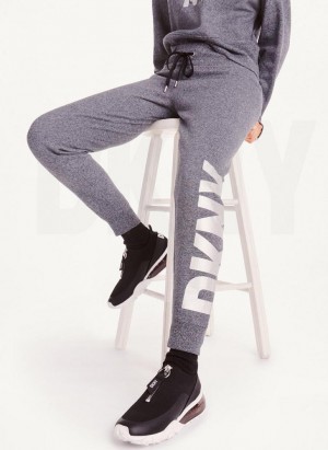 Grey DKNY Exploded Logo Women's Joggers | USA-D0852