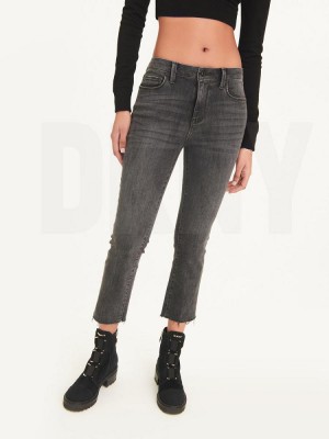 Grey DKNY Foundation Slim Stright Crop With Raw Hem Women's Jeans | USA-D1209