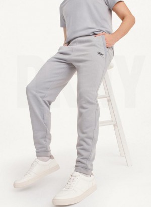 Grey DKNY French Terry Men's Pants | USA-D1364