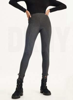 Grey DKNY Front Seam With Buckled Ankle Women's Pants | USA-D0989