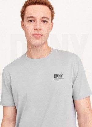 Grey DKNY Left Chest Men's T Shirts | USA-D0916