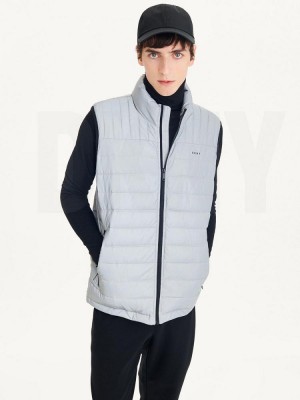Grey DKNY Packable Quilted Vest Men's Jackets | USA-D0442