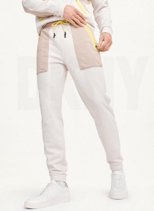 Grey DKNY Pull On Colorblock French Terry Men's Pants | USA-D0498
