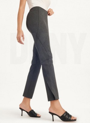 Grey DKNY Slim Seamed With Side Slit Women's Pants | USA-D0609
