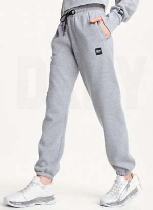 Grey DKNY Sparkle Fleece High Waist Women's Joggers | USA-D1021
