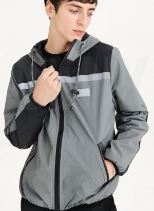 Grey DKNY Tech Cotton Touch Nylon Men's Jackets | USA-D1936