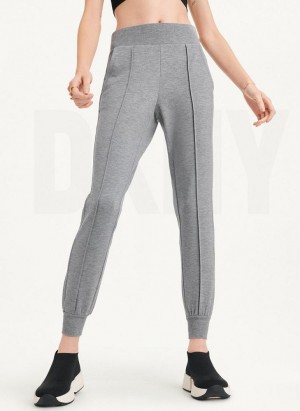 Grey DKNY Yoga Terry Pintuck Women's Joggers | USA-D1660