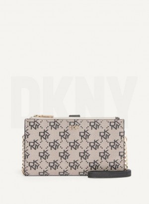 Grey / Black DKNY Bryant Logo Crossbody Bags Wallets | USA-D1304