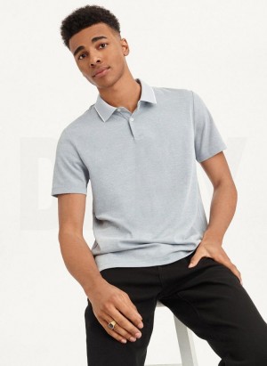 Indigo DKNY Core Pima Cotton Pique Men's Polo Shirts | USA-D0447