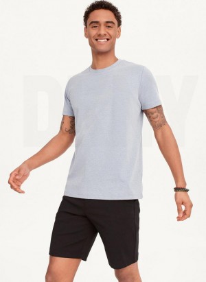 Indigo DKNY Cotton Poly Pique Men's T Shirts | USA-D1646