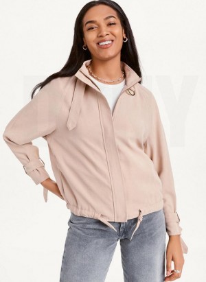 Khaki DKNY Long Sleeve Women's Jackets | USA-D0706