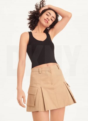Khaki DKNY Mini Women's Skirts | USA-D0408