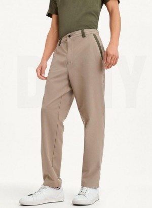 Khaki DKNY Olive Trim Elastic Waist Men's Pants | USA-D1911