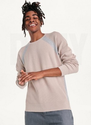Khaki DKNY Raglan Crew Men's Sweaters | USA-D1811