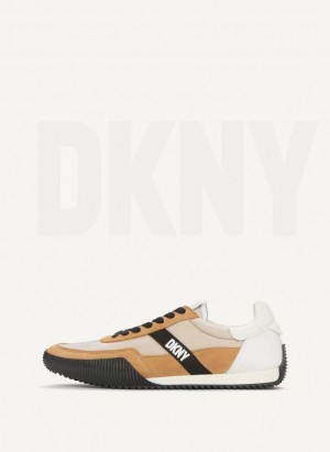 Khaki DKNY Side Logo Men's Sneakers | USA-D1413