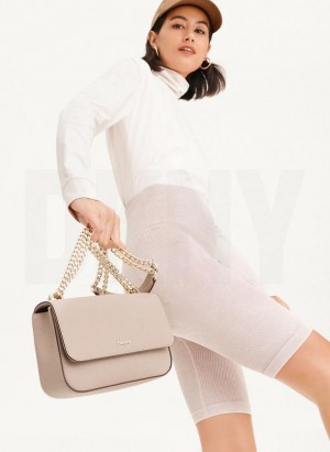 Khaki DKNY Sina Flap Bags Shoulder Bags | USA-D1452