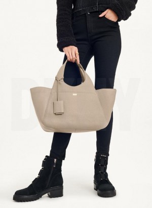 Khaki DKNY The Medium Effortless Bags Tote Bags | USA-D1042