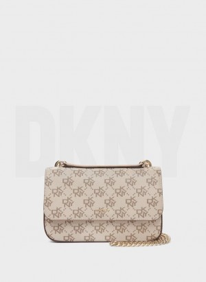 Khaki / Brown DKNY Sina Flap Bags Shoulder Bags | USA-D1126
