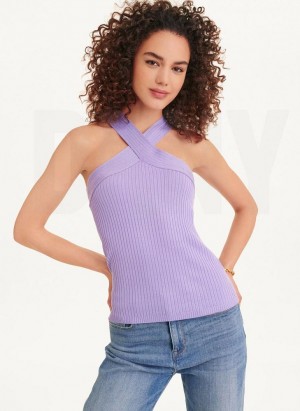 Lavender DKNY Sleeveless Crossover Women's Sweaters | USA-D1862