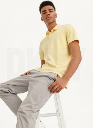 Lemon DKNY Core Pima Cotton Pique Men's Polo Shirts | USA-D0839