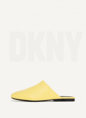 Lemon DKNY Flat Shoes Slides | USA-D1458