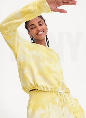 Lemon DKNY Tie Dye Crew Neck Pullover With Tie Women's Sweatshirts | USA-D0203