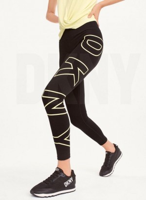 Light Green DKNY Outline Logo Women's Leggings | USA-D0268