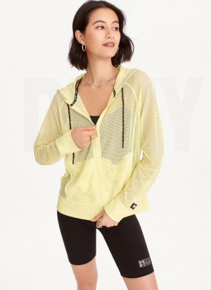 Light Green DKNY Ozone Mesh Relaxed Full Zip Women's Jackets | USA-D1536