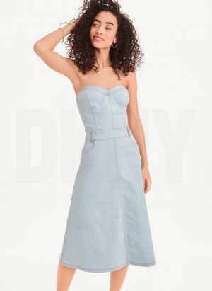 Light Wash DKNY Corset Women's Dresses | USA-D1216