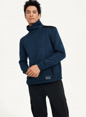 Navy DKNY Funnel Neck Pullover Men's Sweatshirts | USA-D1450