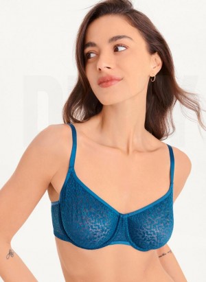 Navy DKNY Modern Lace Demi Women's Bras | USA-D1671