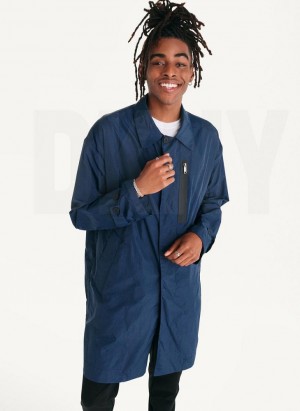 Navy DKNY Nylon Collared Trench Men's Jackets | USA-D1139