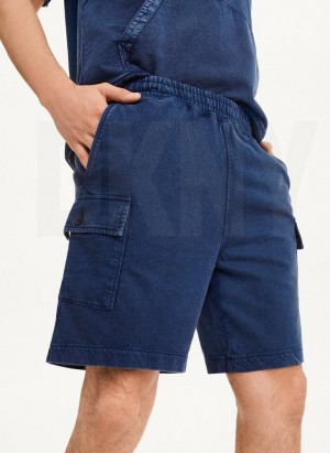 Navy DKNY Pigment Garment Dye Men's Shorts | USA-D1465